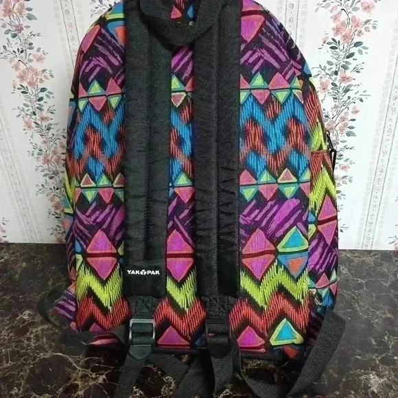 Yak Pak Backpack Bookbag Colorful Boho School Preppy Two Strap Shoulder Unique - Picture 5 of 8